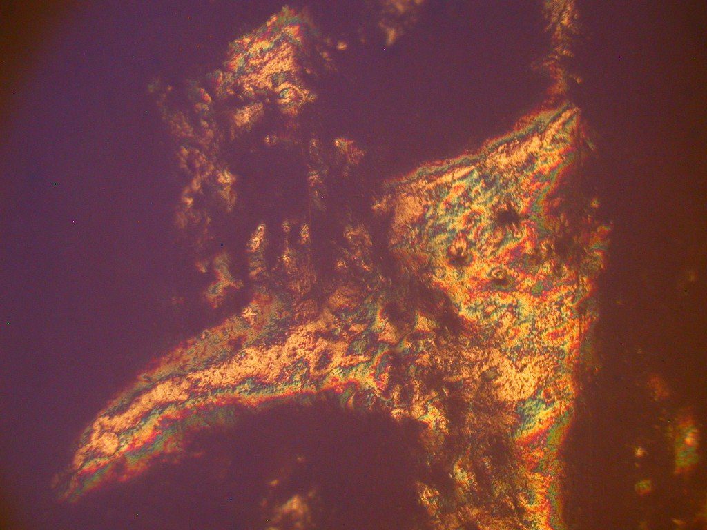A mineral particle in the high traction surface above using Nomarski differential phase contrast microscopy with a very irregular shape and a very high surface area provides surface roughness on a very fine scale.  This surface then has roughness on three scales.
